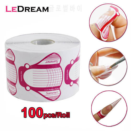 High Quality 100pcs/roll Nail Form Pro Nail Art Guide Form Acrylic Tips Gel Extension Sticker Nail Polish Curl Form Accessory