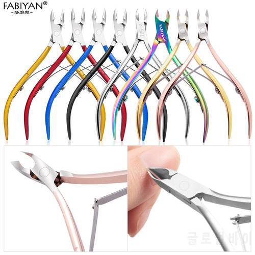 Stainless Steel Cuticle Clippers Nippers Rainbow Dead Skin Metal Nail Art Remover Scissors Manicure Tools Cleaner Gradient Color