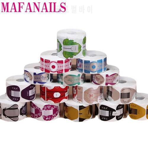 1 Roll (300/500pcs) Nail Form Tips Guide Extension Sticker For Acrylic UV Gel Colorful Nail Polish Curl Form Self-Adhesive Form