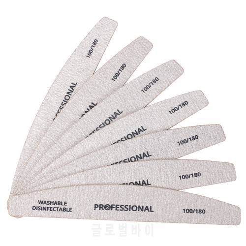 7pcs Professional Wooden Nail Files 100/180 Wood Sandpaper Nails Buffer UV Gel Polish Manicure Grey Boat Strong Thick Stick File