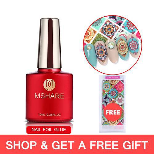 MSHARE Nail Transfer Foil Glue Gel Polish Nails Adhensive Transfering with Free foil Sticker