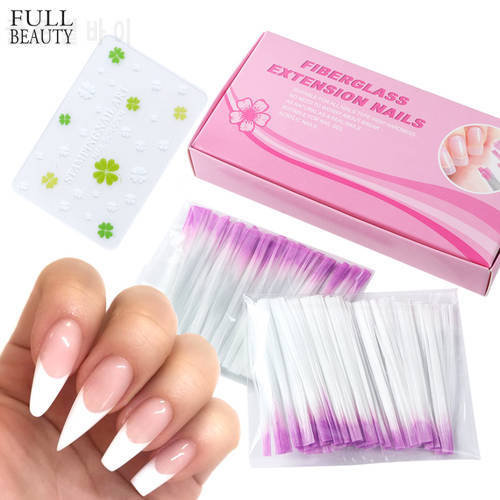 Fiber Glass Nail Extension for Gel Polish Build French Manicure Acrylic Fiberglass Nail Forms Salon Tool Tips Accessory CH1013