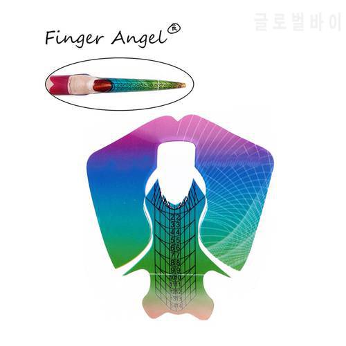 Finger Angel 50/100/500PCS Plastic Rainbow Fish Shape Nail Forms Nail Art Extension Tips Tool Manicure Gel UV LM003