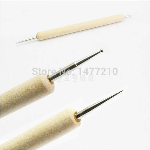 2way Wood Handle Nail Art Design Dotting Pen Painting Drawing Brush Polish Marbleizing Dual-ball tool double-point 2end Pencil
