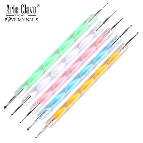 Arte Clavo 5pcs/set Dotting Pen Tools Decoration for UV Gel Nail Beauty Tool Nail Art Painting Draw Brush Rhinestones Tool