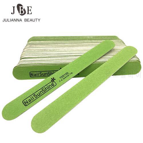 50 Pcs Disposable Nail File 100/150 UV Gel Nail Accessories Professional Nails Tools Green Wooden Sandpaper Nail File
