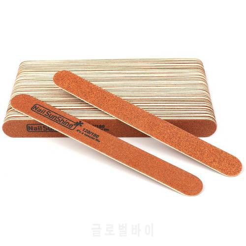 50Pcs Strong Thick Wood Nail File 120/180 Sandpaper Lima Nail Buffer Manicure Brown Wooden Sanding File Acrylic Nail Supplies
