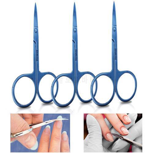 Professional Stainless Steel Manicure Scissor For Nail Cuticle Curved Head Chameleon Eyebrow Scissors Dead Skin Remover Tool