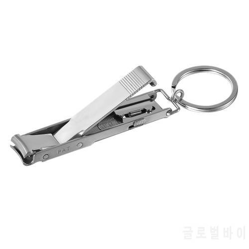 Stainless Steel Ultra-thin Foldable Hand Toe Nail Clippers Cutter With Keychain Cutter Trimmer Silver Nail Art Tool Key Ring