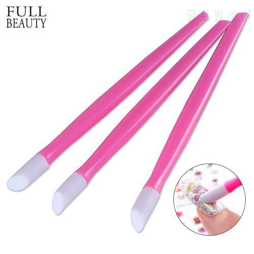 3pcs Soft Plastic Nail Pusher Double-end Rubber Pressure Pen Smooth Stick for Sticker Powder Manicure Nail Remover Tools CHNC370