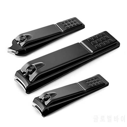 3Pcs/Set Nail Clippers Set Black Stainless Steel Slant Edge Toe nail Clipper Cutter Nail Clippers Kit Accessories Foot Care Tool