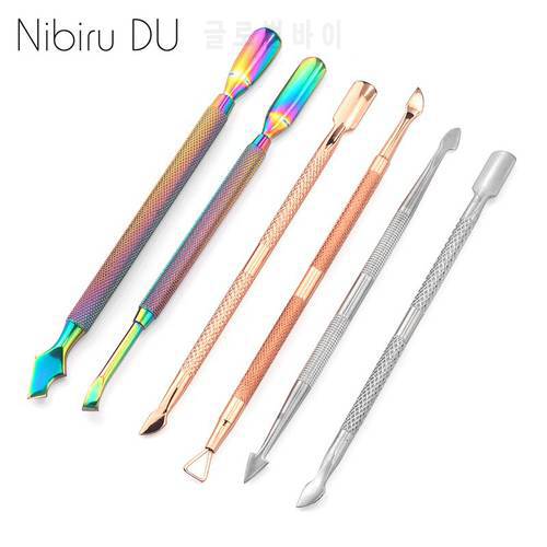 Double Sided Stainless Steel Metal Cuticle Pusher Cuticle Dead Skin Trimmer Remover Nail File Manicure Art Pedicure Care Tool