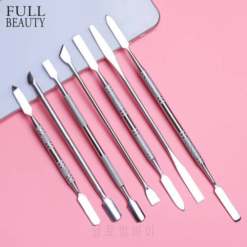 7 Types Stainless Cuticle Pusher Nail Art Stirring Polish Powder Blend Spatulas Tone Rods Manicure Remover Makeup Tools CH809