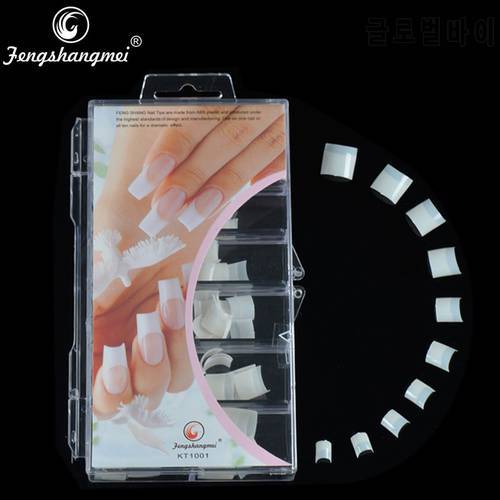 Fengshangmei Half Covered Faux Ongles Curved Fake French Tips for Nail Natural Color Salon False Nails Packing of 100pcs