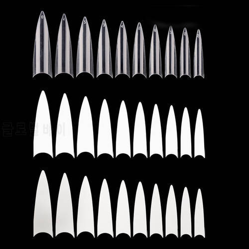 500 Pcs/bag False Fake Nails Tips Nails Salon Stiletto Long Manicure Artificial Full Cover Coffin Nail Art DIY Tips Clear/Nature
