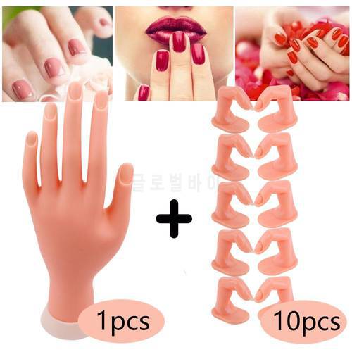 5/10Pcs False Nails Finger Practice Model And 1Pcs Training Hand Display For Manicure Beauty Fake Tips Flexible Acrylic Tools