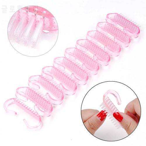 10/50/100Pcs New Nail Brush Cleaning Clean Dust Remove Nail Art For Manicure Plastic Finger Care Makeup Handle Scrubbing Tool