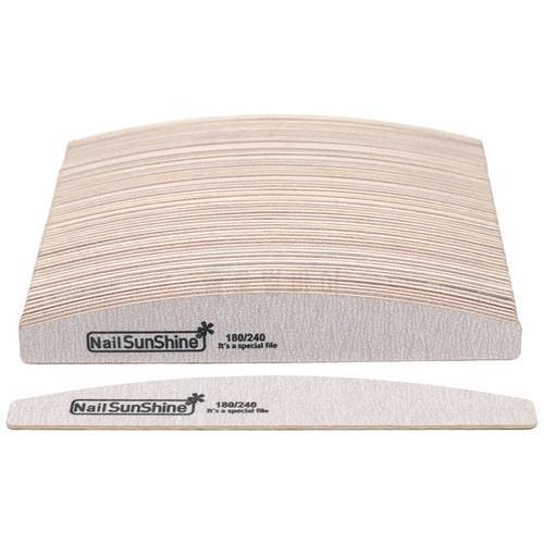 100Pcs/lot Wood Nail File Wooden Sanding Buffer Block 180/240 Sandpaper emery Grey Boat Buffing Thick Washable manicure Files