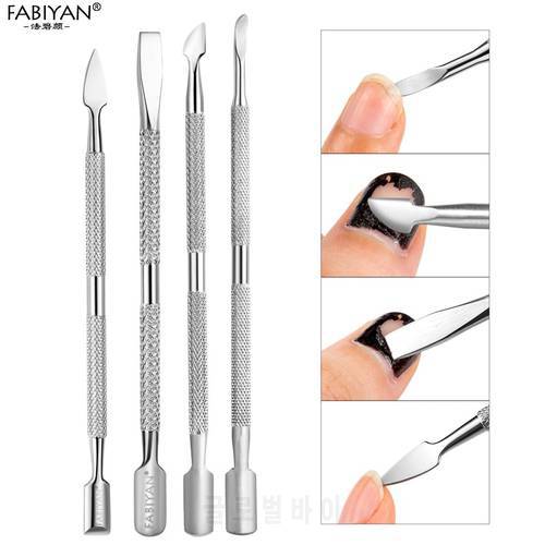 Stainless Steel Metal Cuticle Pusher Trimmer Remover Double Sided Finger Dead Skin Nail Art Manicure Pedicure Care Tool