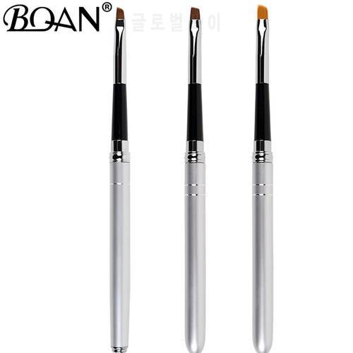 BQAN Nail Brush Design 1pc 246810 Oblique Head Metal Handle Nylon Hair Nail Gel Brush For Nail Art