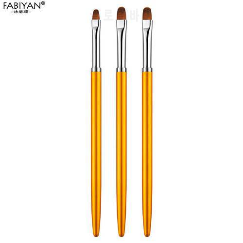 3Pcs Metal Round Top Nail Art UV Gel Extension Builder Painting Liner Brushes Drawing Flower Petal Pen Kit Manicure Tools Set