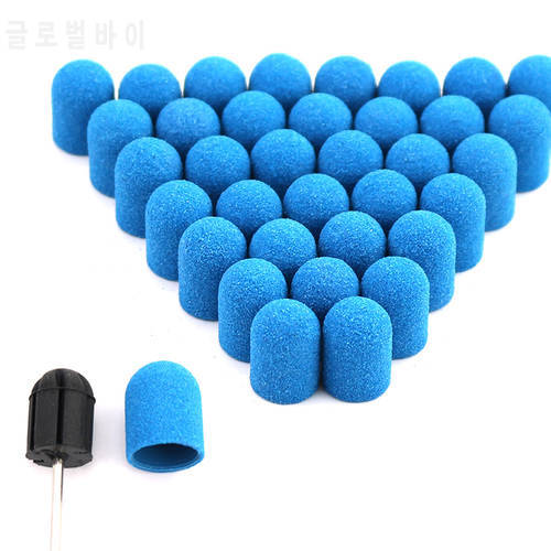 20pcs 10*15/13*19 Blue Nail Sanding Caps Millis Cutters for Manicure Gel Remover Drill Bits Pedicure Cuticle Drill Accessories
