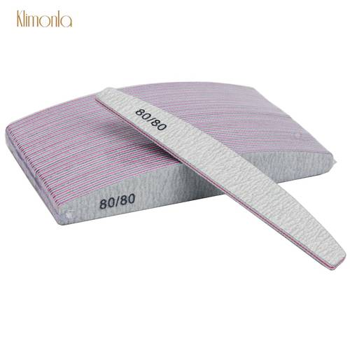 10Pcs/Lot Double Sided Half Moon Nail File 80/80 Grit Gray Emery Board Salon Nail Care Files Manicure Nail Accessoires Tools