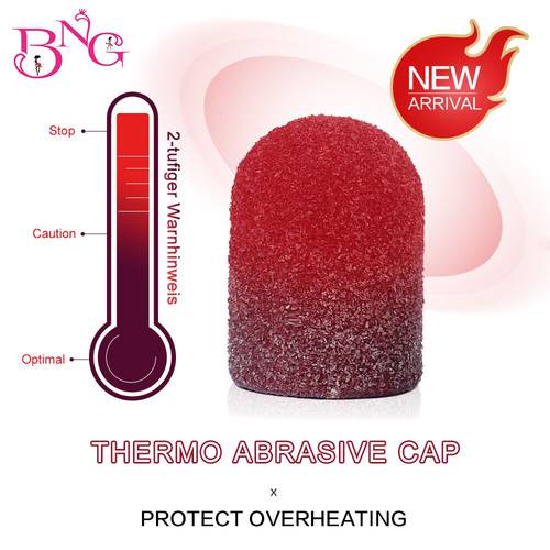BNG Grit 80 5pcs Thermo Abrasive Cap Sanding Block Caps With Mandrel Nail Art For Pedicure Electric Nail Drill Foot Care