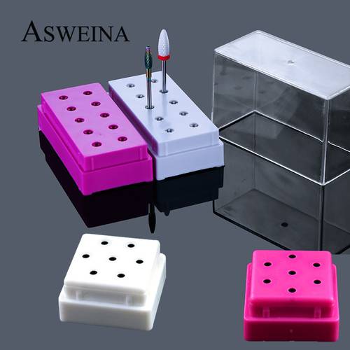 10/7 Slots Nail Drill Bit Holder Clear Storage Box For Electric Rotary Files Display Nail Accessorie Tools