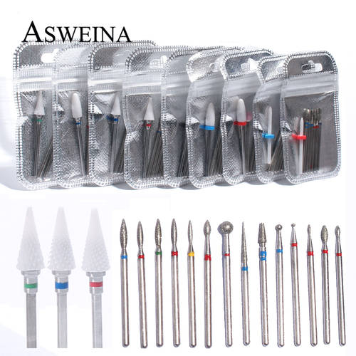 Milling Cutter for Manicure Ceramic Diamond Nail Art Drill Bits Mill Cutters for Remove Nail Gel Polish Manicure Machine Tools