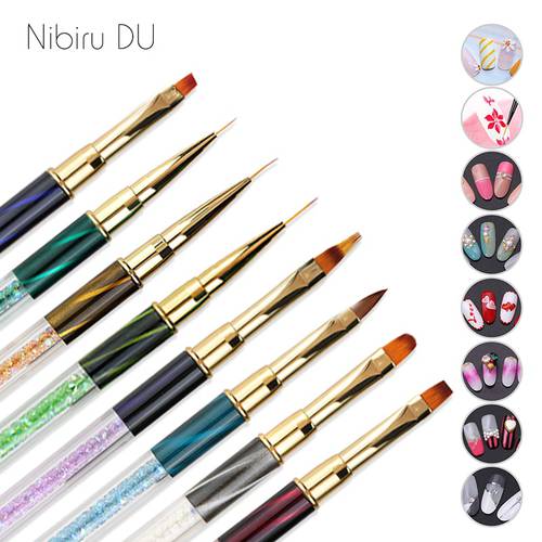 1 pcs Acrylic Nail Art Brushes Pen Multi Size UV Gel Cat Eyes Rhinestone Dotting Painting Design Nails Brush for Manicure Tool