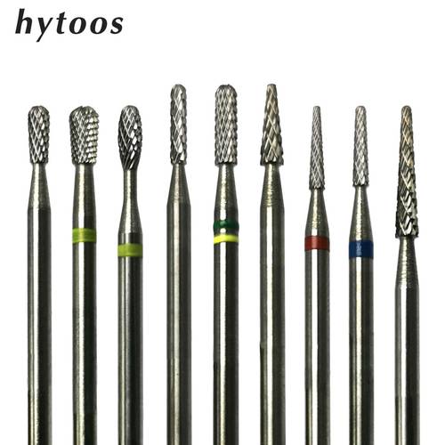 HYTOOS Carbide Nail Drill Bit High Quality Cuticle Clean Bits 3/32 Rotary Manicure Cutters Gel Removal Nail Accessories