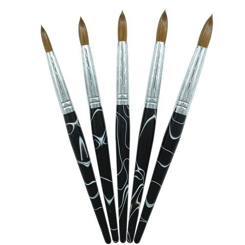 Eval Black White 100% Kolinsky Acrylic Nail Brush Round Professional UV Gel 3D Nail Brush Sable Brush Nail Beauty Tools