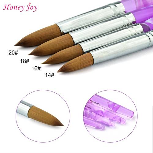 Fine Hair Acrylic Nail Art Brushes Drawing Brush Painting Pen Size 14/16/18/20 with Wave Ripple Pattern Purple Handle