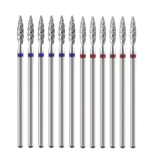 10PCS Tornado Flame Diamond Nail Drill Bit For Manicure Machine Cutters Rotary Burr Drill Accessories Spiral Nail Mills Tool