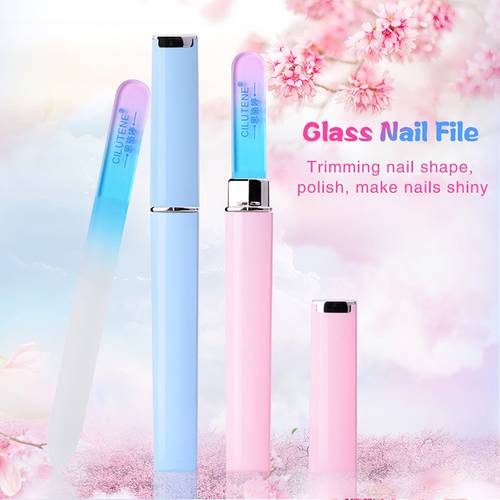 Fashion Crystal Glass Nail File High Quality Buffing Grit Sand For Nail Art Manicure Nail Art Tools With Hard Case