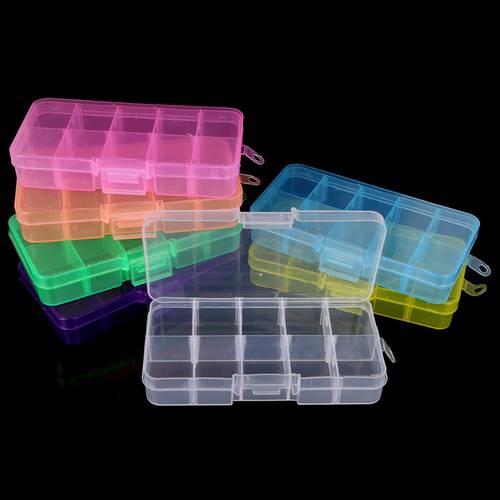 10 Grid Adjustable Transparent Plastic Storage Box Nail Jewelry Widget Bead Tool Box Nail Art Organizer 1PCS