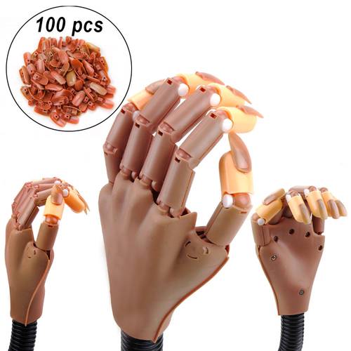 1Pcs Practice Manicure Hand with 100pcs Nail Tips Adjustable Flexible Holder DIY Nail Supplies For Professionals Fake Nails Tool