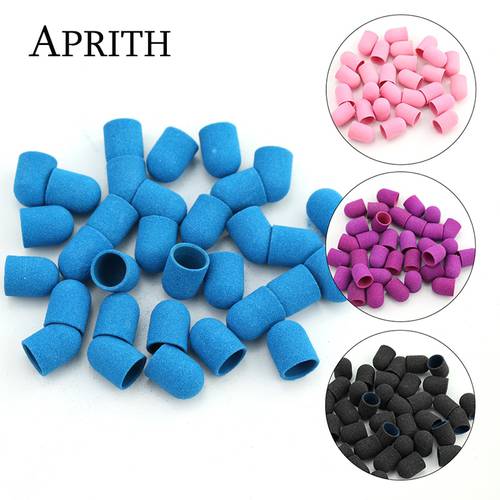 50Pc 10*15mm Foot Cuticle Tool 5 Color Sanding Caps Electric Milling With Rubber Pedicure Polishing Sand Block Drill Accessories