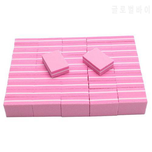 100Pcs Mini Nail File Nail Buffer Blocks Pink Sponge Nail Polishing Sanding Buffer Portable Small Files Sandpaper Manicure Tools