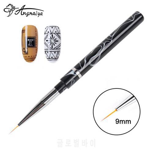 ANGNYA 1Pcs 7/9mm Nail Art Line Painting Brushes Acrylic Thin Liner Drawing Pen Manicure Acrylic UV Gel Pen DIY Tips Design Tool