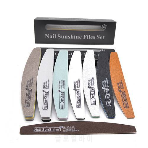 8 Pcs/pack lime a ongle Professional Nail Files 80/100//150/180/240/1000 Grit Nail Polish Set limas Nail File Manicure Tools Kit