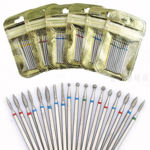 10pc Milling Cutter For Manicure Diamond Cuticle Clean Nail Drill Bits Set Burr Electric Cutter Rotary Bit Accessories Nail Tool