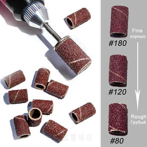 50/100pcs Nail Drill Bit Sanding Bands Electric Nail File Sander Gel Polish Remover Milling Cutter 80120180 Sand Rate SAND261