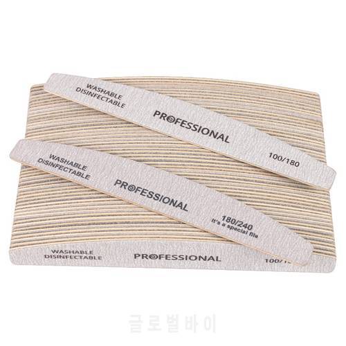 100pcs/lot Wood Nail File 100/180 Wooden Nail Buffer 180/240 Double Side Trimmer Buffing Grey Boat Stick Manicure Nail Art Tools