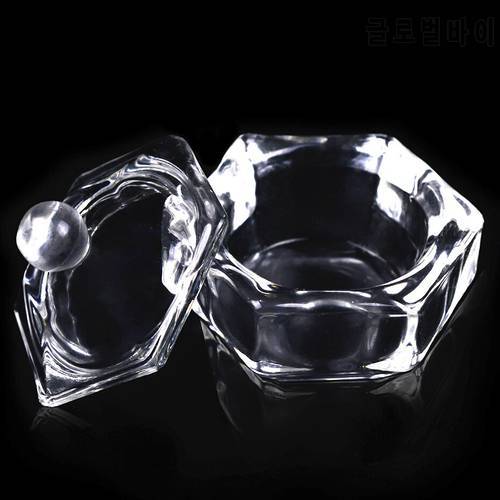 1Pc Acrylic Nail Cup Clear Crystal Glass Dappen Dish Lid Bowl Cup Liquid Holder Container Manicure Equipment Nail Art Tool NT024
