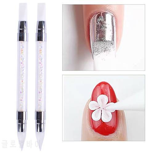 Dual-Ended Nail Art Silicone Sculpture Pen Wax Pencil for Rhinestones Professional 3D Carving Dotting Accessories Tools GLD003