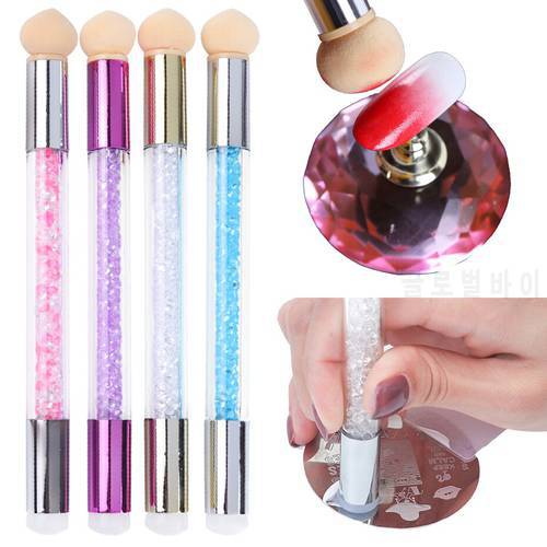 1pcs Dual Ombre Nail Sponges Brush Gradient Blooming Pen Silicone Stamper Acrylic Gel Glitter Nail Template Manicure Tools NL944