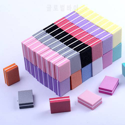 10PCS Mini Nail File Blocks Mixed Double-sided Colorful Sponge Nail Polish Sanding Buffer Strips Polishing Manicure Tools