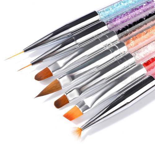 1 Set 7 Styles Nail Art Line Flower Painting Coating Shaping Flat Fan Angle Brush Acrylic UV GEL Extension Builder Drawing Pen